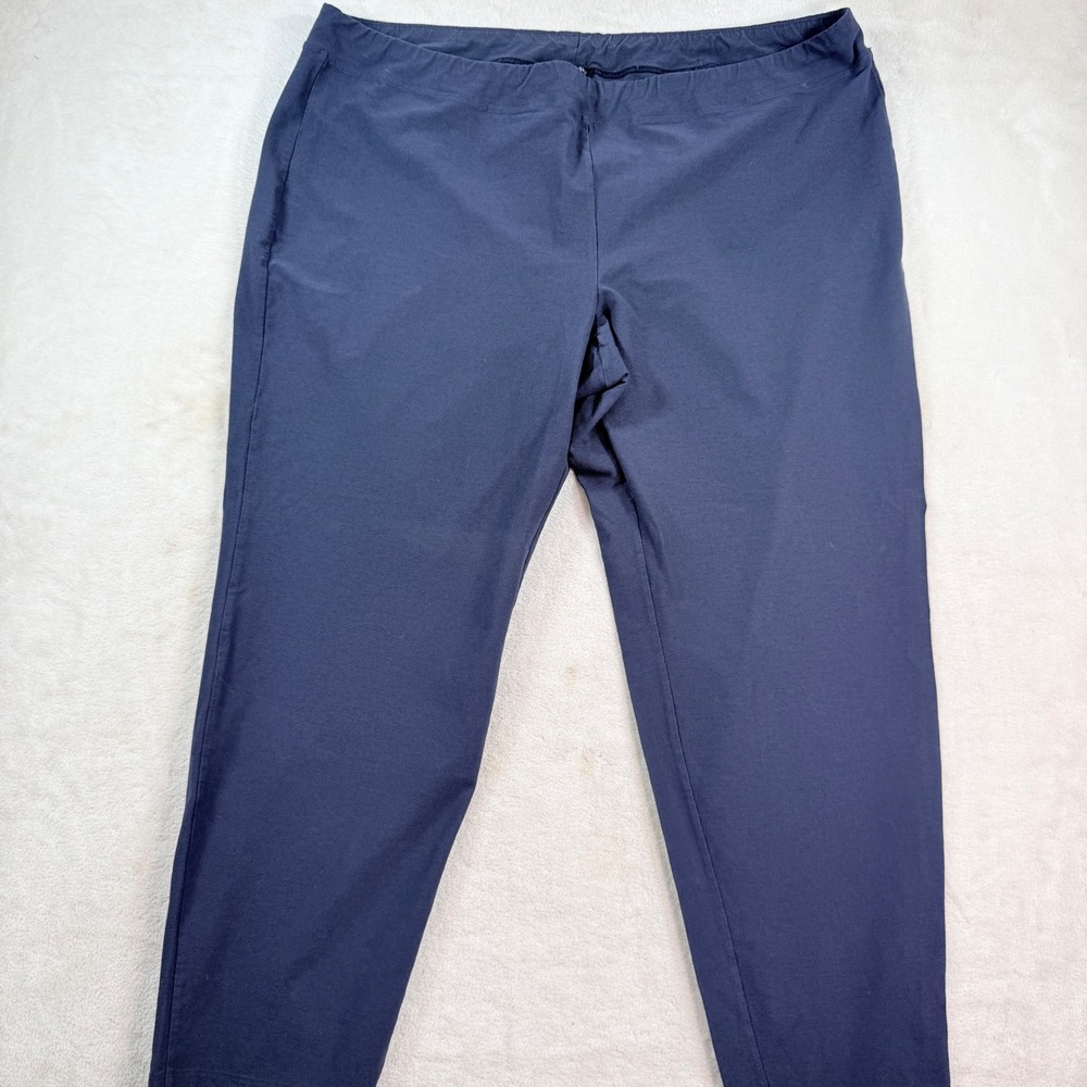 Eileen Fisher Womens Navy Blue Stretch Jersey Slim Leg Pants Plus Size 2X
